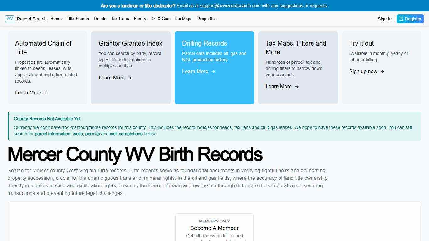 Mercer County WV Birth Records